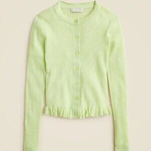 J‎ Crew Women's Ruffle-trim cotton gauze cardigan Medium Green